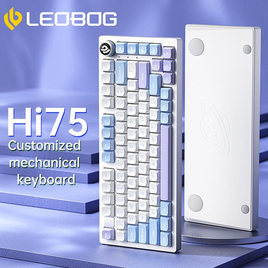 LEOBOG Hi75 Gaming Mechanical Keyboard, 16 RGB Backlight Compact 81 Keys Mini Wired Office Keybord with Multi-Function Knob & Aluminum Shell, for Windows/Mac/Pc/Laptop, Thocky Clacky Keyboard ASMR, Gaming Room Accessories, Gasket Hot Swappable Custom