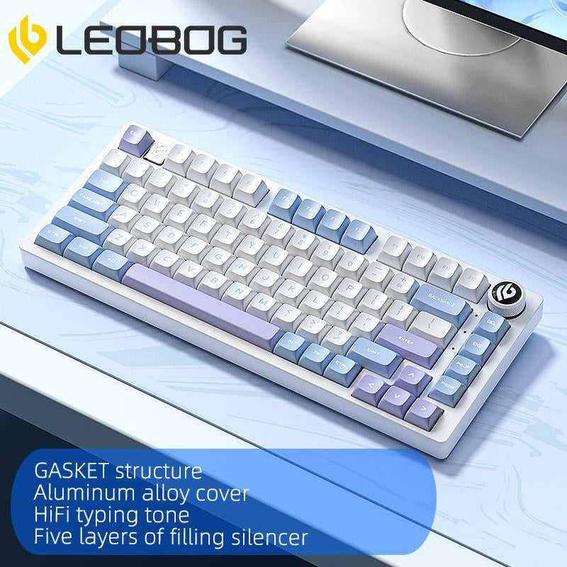 LEOBOG Hi75 Gaming Mechanical Keyboard, 16 RGB Backlight Compact 81 Keys Mini Wired Office Keybord with Multi-Function Knob & Aluminum Shell, for Windows/Mac/Pc/Laptop, Thocky Clacky Keyboard ASMR, Gaming Room Accessories, Gasket Hot Swappable Custom
