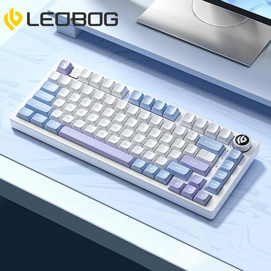 LEOBOG Hi75 Gaming Mechanical Keyboard, 16 RGB Backlight Compact 81 Keys Mini Wired Office Keybord with Multi-Function Knob & Aluminum Shell, for Windows/Mac/Pc/Laptop, Thocky Clacky Keyboard ASMR, Gaming Room Accessories, Gasket Hot Swappable Custom